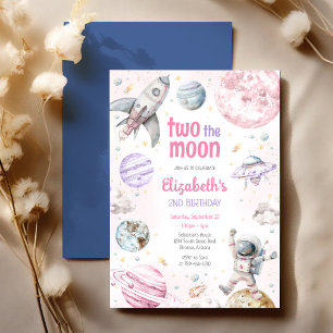 Invitación Dos al cumpleaños 2 astronauta del espacio exterio