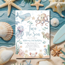 Invitación Dos al mar Animales del océano 2do Cumpleaños