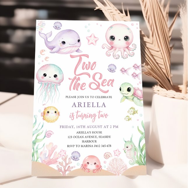 Invitación Dos al mar Animales del Océano Cumpleaños 2 (Subido por el creador)