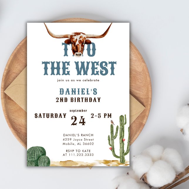 Invitación Dos al Oeste Rodeo Vaquero Cumpleaños 2º  (Subido por el creador)