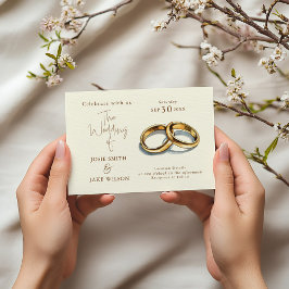 Invitación Dos anillos Boda dorados boda ilustracion
