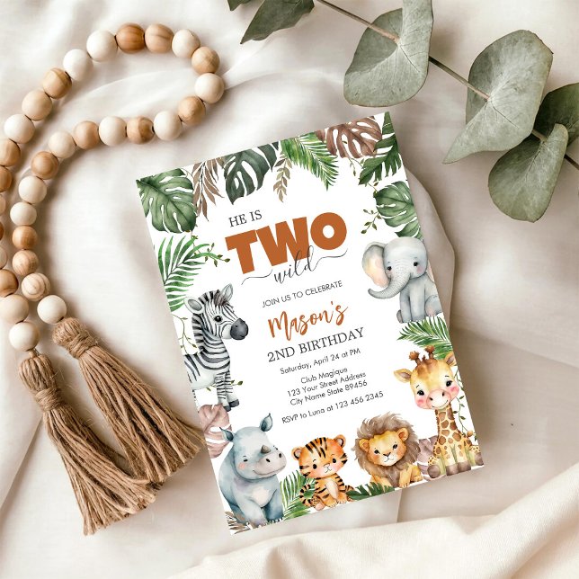 Invitación Dos Animales de Fiesta Salvajes Cumpleaños Infanti (Subido por el creador)