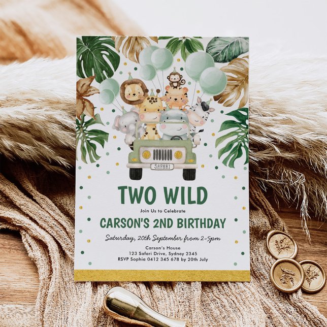 Invitación Dos animales de la selva de Safari WILD Segundo cu (Subido por el creador)