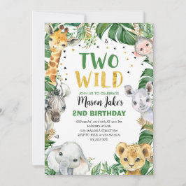 Invitación Dos animales de la selva de Safari WILD Segundo cu