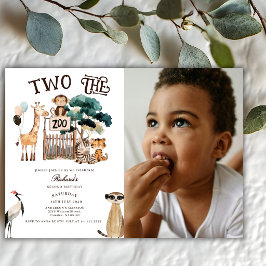 Invitación Dos Animales Del Zoológico Safari 2do Cumpleaños F