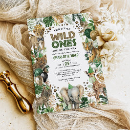 Invitación Dos animales Fiestas Safari Baby Shower salvajes