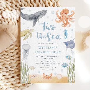 Invitación Dos Animales Marinos Del Océano Cumpleaños 2