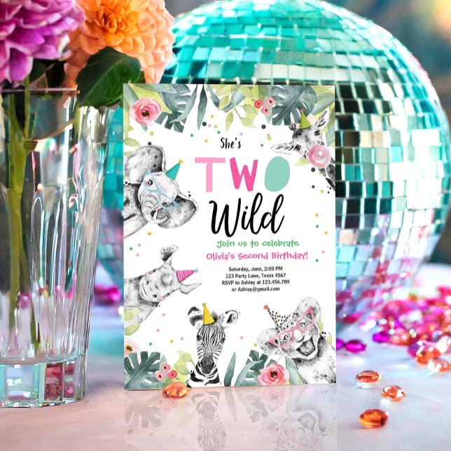 Invitación Dos animales salvajes de Chica de Safari invitados (Subido por el creador)