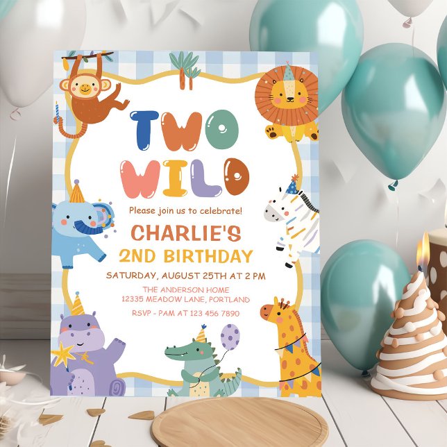 Invitación DOS ANIMALES SALVAJES de Fiesta Safari Cumpleaños  (Subido por el creador)