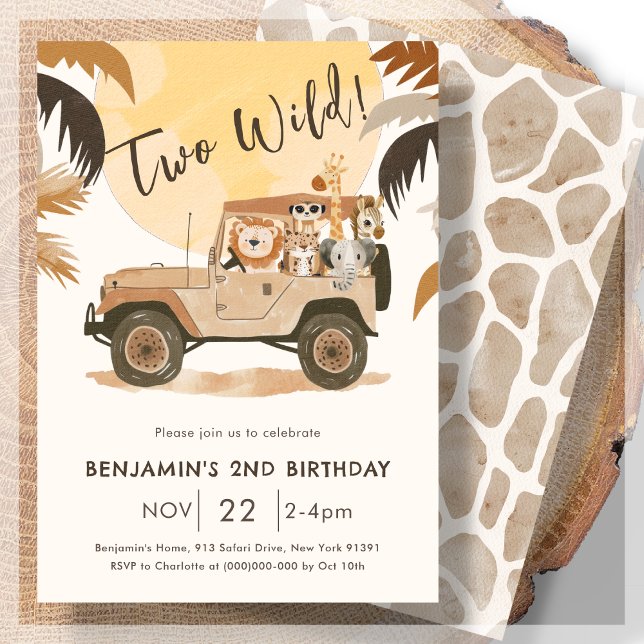 Invitación Dos animales salvajes de la jungla de Safari segun (Subido por el creador)