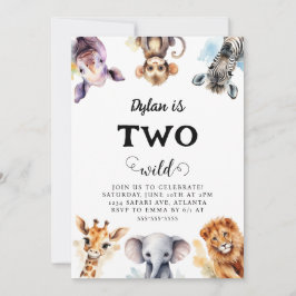 Invitación Dos animales salvajes de Safari en segundo cumplea