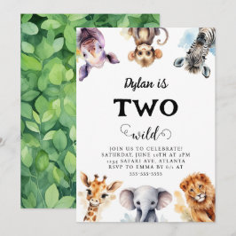 Invitación Dos animales salvajes de Safari en segundo cumplea