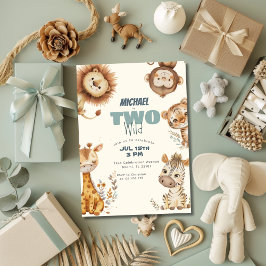 Invitación Dos animales salvajes de Safari en segundo cumplea