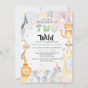 Invitación Dos animales salvajes de Safari, Fiesta del segund