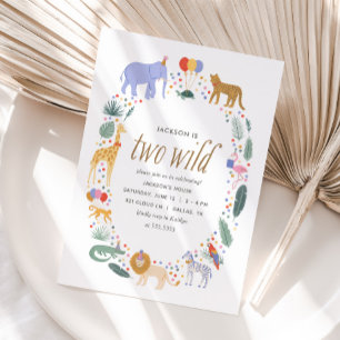 Invitación Dos animales salvajes de Safari invitan a la fiest