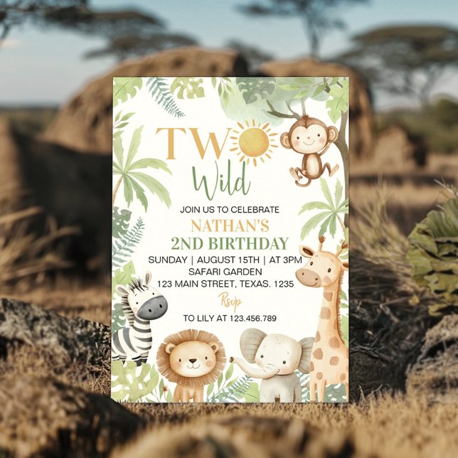 Invitación Dos animales salvajes de Safari invitan al segundo (Subido por el creador)