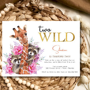 Invitación Dos animales salvajes de safari niños fiesta de cu