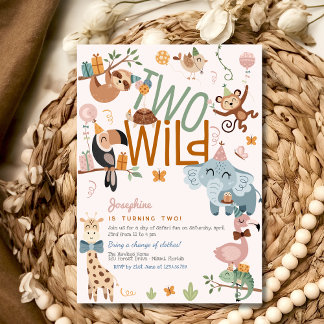 Invitación Dos animales salvajes de safari niños fiesta de cu