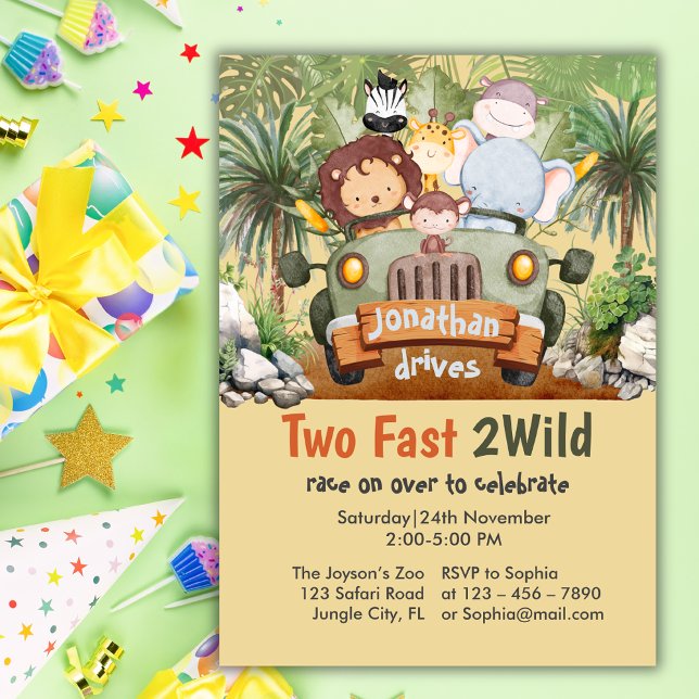Invitación Dos animales salvajes de Safari rápido auto segund (Subido por el creador)