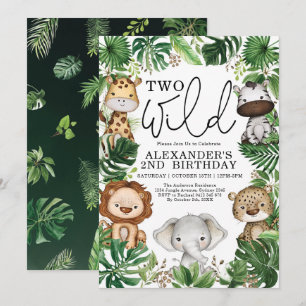 Invitación Dos animales salvajes de safari tropical