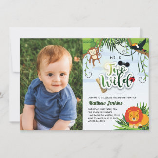 Invitación Dos Animales Salvajes Foto de Cumpleaños Safari en