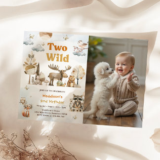 Invitación Dos animales silvestres de Woodland Foto de Fiesta