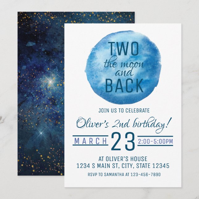 Invitación Dos años de luna (Anverso / Reverso)