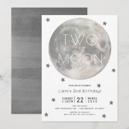 Invitación Dos años del niño blanco plateado de la luna