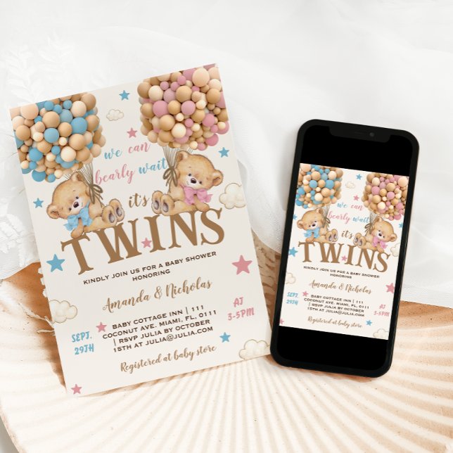Invitación Dos años niño Chica Estrellas y globos Baby Shower (Subido por el creador)