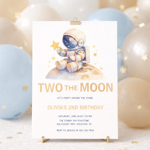 Invitación Dos Astronauta Espacial De La Luna Cumpleaños 2