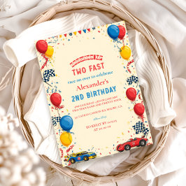 Invitación Dos autos de carrera rápida segundo cumpleaños
