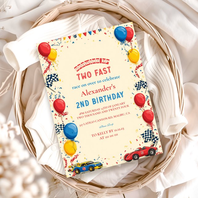 Invitación Dos autos de carrera rápida segundo cumpleaños (Subido por el creador)