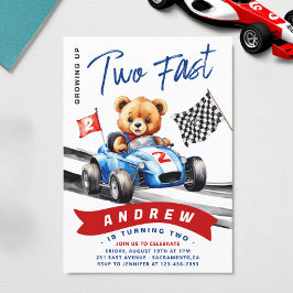 Invitación Dos autos de carrera rápida segundo cumpleaños
