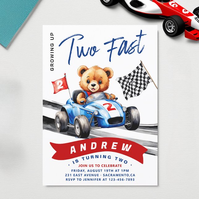 Invitación Dos autos de carrera rápida segundo cumpleaños (Subido por el creador)