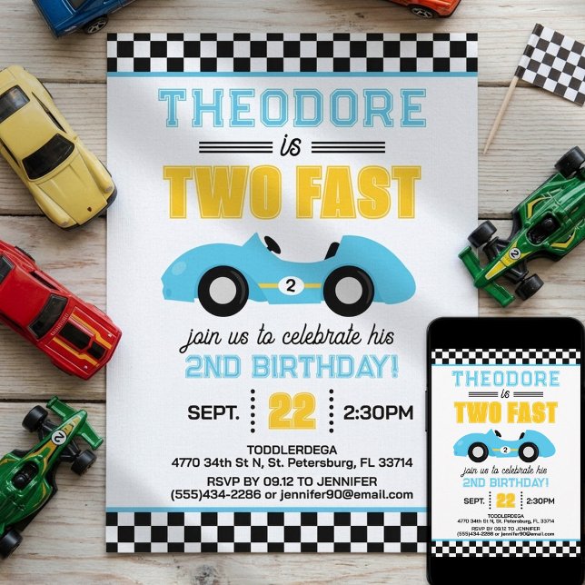 Invitación Dos Autos de Carrera Rápidos Cumpleaños 2 (Subido por el creador)