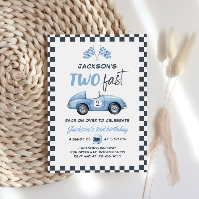 Invitación Dos autos de carreras rápidas Blue Race 2 cumpleañ (Subido por el creador)