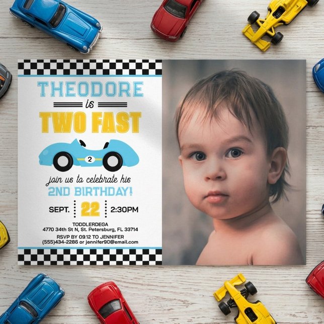 Invitación Dos Autos de Carreras Rápidos Fiesta de Cumpleaños (Subido por el creador)