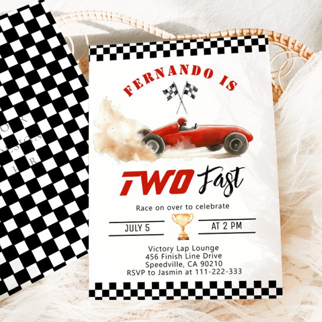 Invitación Dos autos Fast Red Race Boy 2º cumpleaños (Subido por el creador)