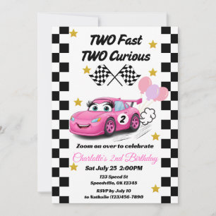 Invitación Dos autos rápidos de dos curiosos de raza rosa seg