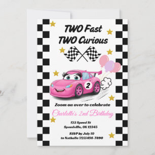 Invitación Dos autos rápidos de dos curiosos de raza rosa seg