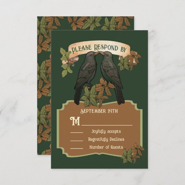 Invitación Dos Aves de Amor Boda de Arte Popular RSVP (Anverso / Reverso)