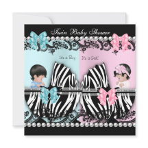 Dos Baby Shower Cute Chica Pink Boy Blue Zebra