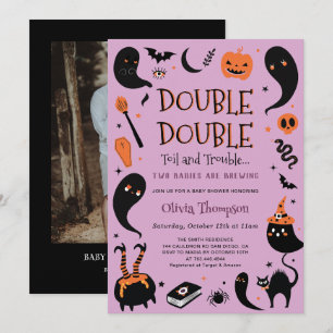 Invitación Dos bebés están en camino Gemelos Halloween Baby S