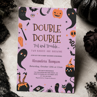 Invitación Dos bebés están en camino Gemelos Halloween Baby S