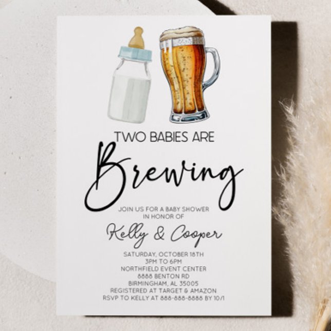 Invitación Dos bebés están preparando Baby Shower de cerveza  (Subido por el creador)