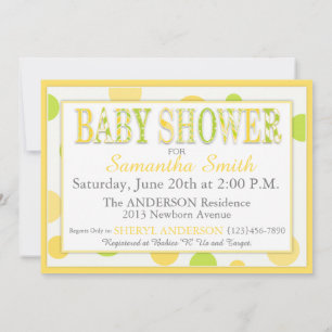 Invitación Dos bebés gemelos Lime Dots Baby Shower