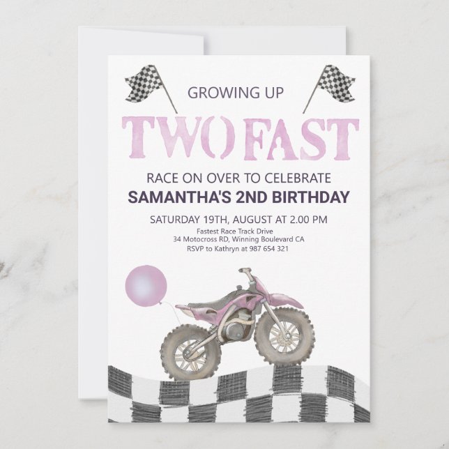 Invitación Dos bicicletas sucias de cumpleaños para Chicas in (Anverso)