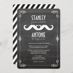 Invitación Dos bigotes adoran a Boda gay de Chalkboard vintag