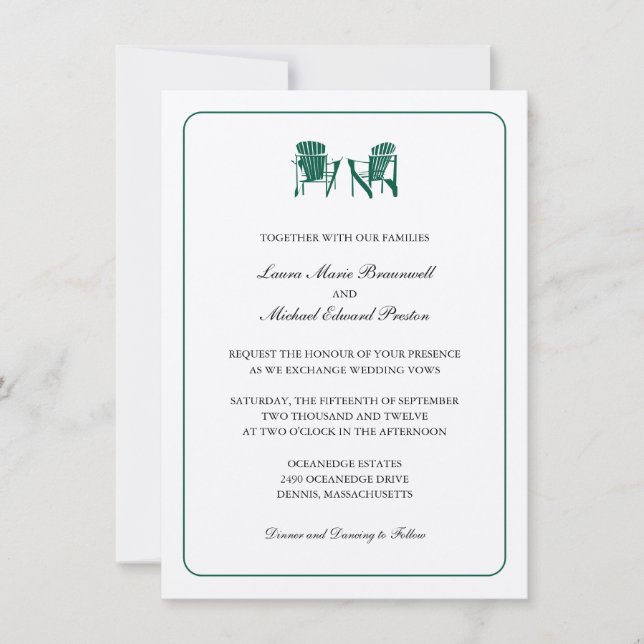 Invitación Dos Bodas Adirondack Chairs (Anverso)