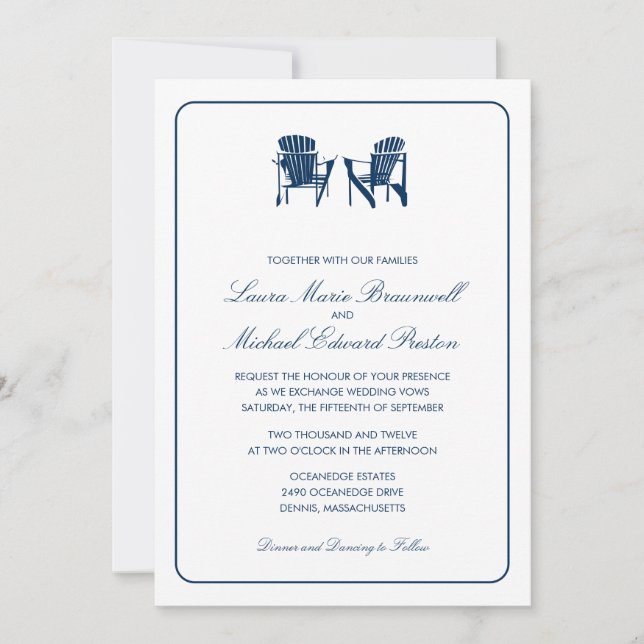 Invitación Dos Bodas Adirondack Chairs (Anverso)